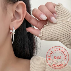 Real Money 925 Sterling Silver Long Tassel Chain Width Hoop Earrings for Women S925 Wedding Party Jewelry Gift Aretes De Mujer