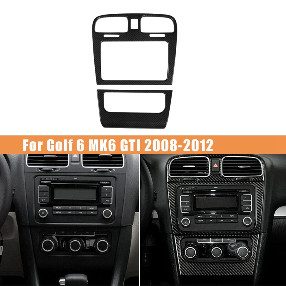 골프 6 MK6 2008-2012 장식 액세서리에 대 한 2Pcs 탄소 섬유 센터 벤트 라디오 A/C 콘솔 패널 커버