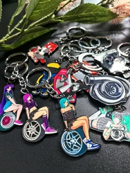JDM Style Key Chain Sexy Girl 3D Metal Zinc Alloy Keychain Holder Car Motorcycle Key Ring Pendant Wheel Auto Accessories Gift