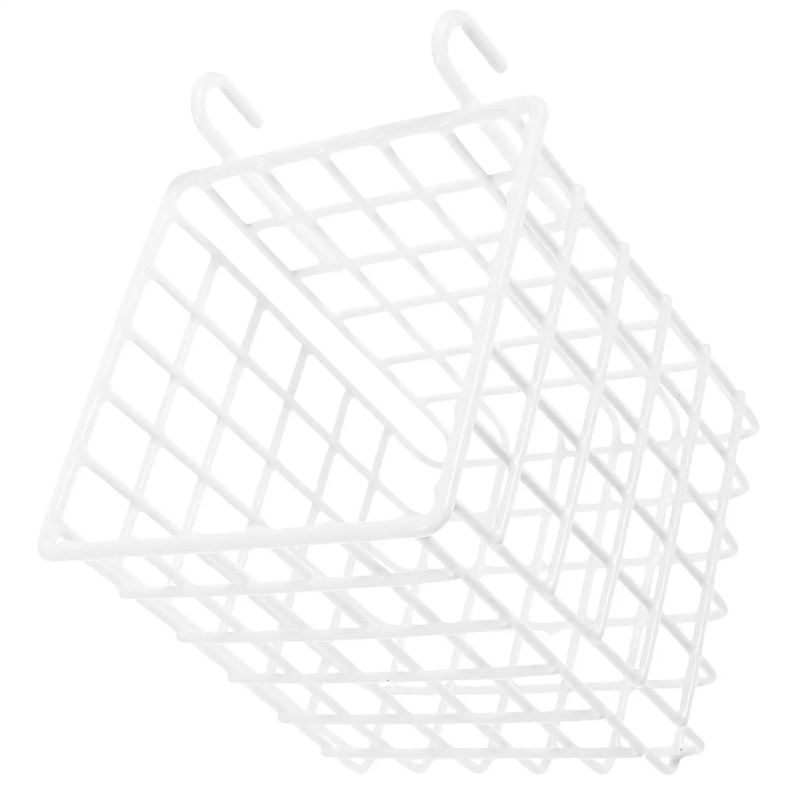 

Hanging Wire Baskets Storage Organizer over Door Cabinet Shelf Kitchen Bathroom Bedroom Iron Grid Small Size White Rust