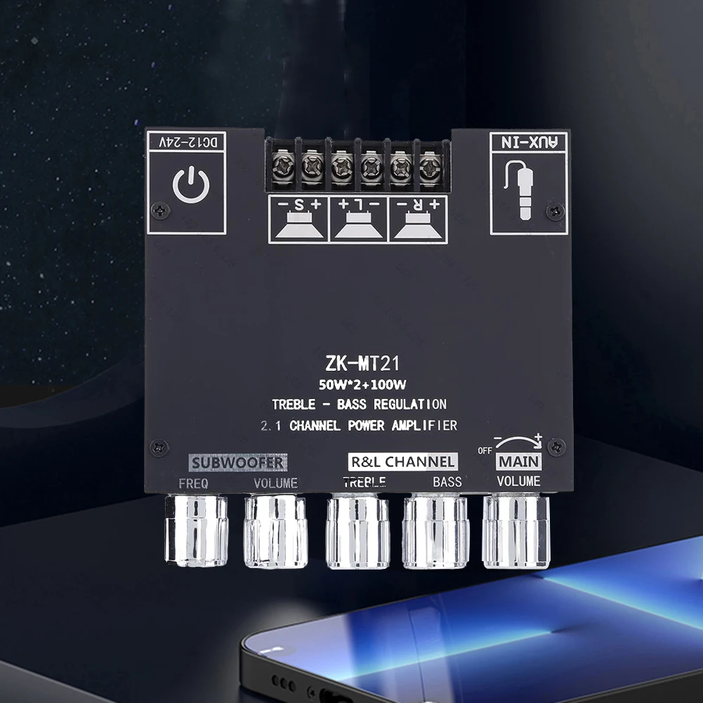 ZK-MT21 Amp Board Digital Power Subwoofer Amplifier Digital Power Amplifier Board AUX 12V 24V Board Bluetooth Power Amplifier
