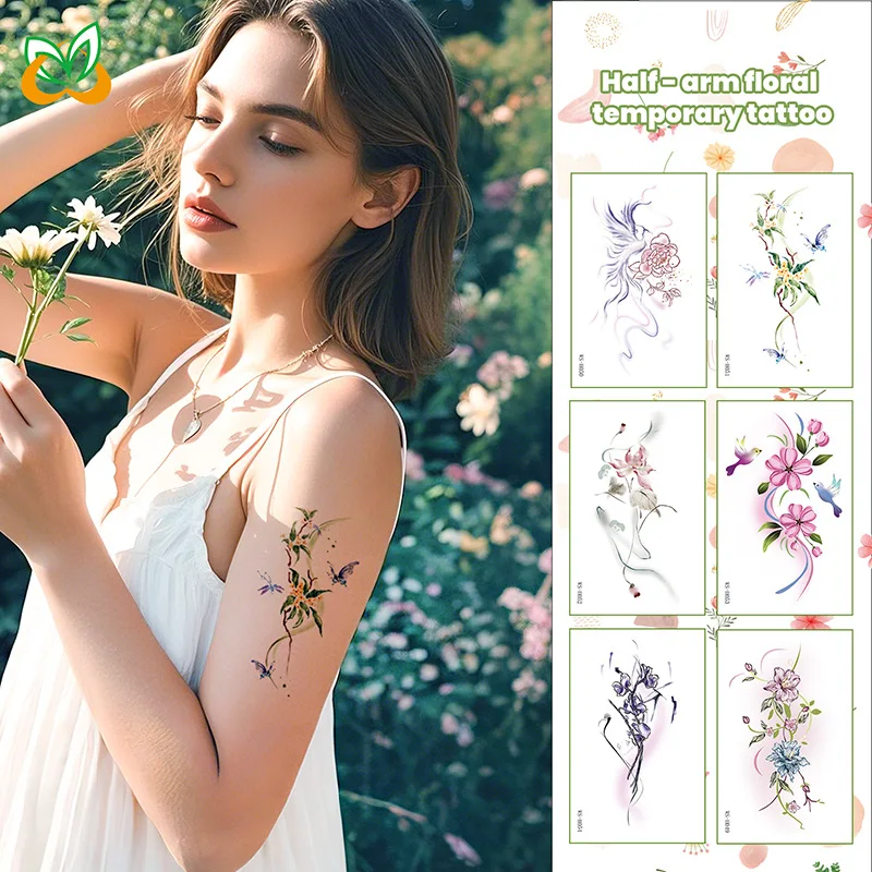 Waterproof Sweatproof Floral Temporary Tattoos Aesthetic Premium Realistic Unique Summer Decorative Tattoo Stickers