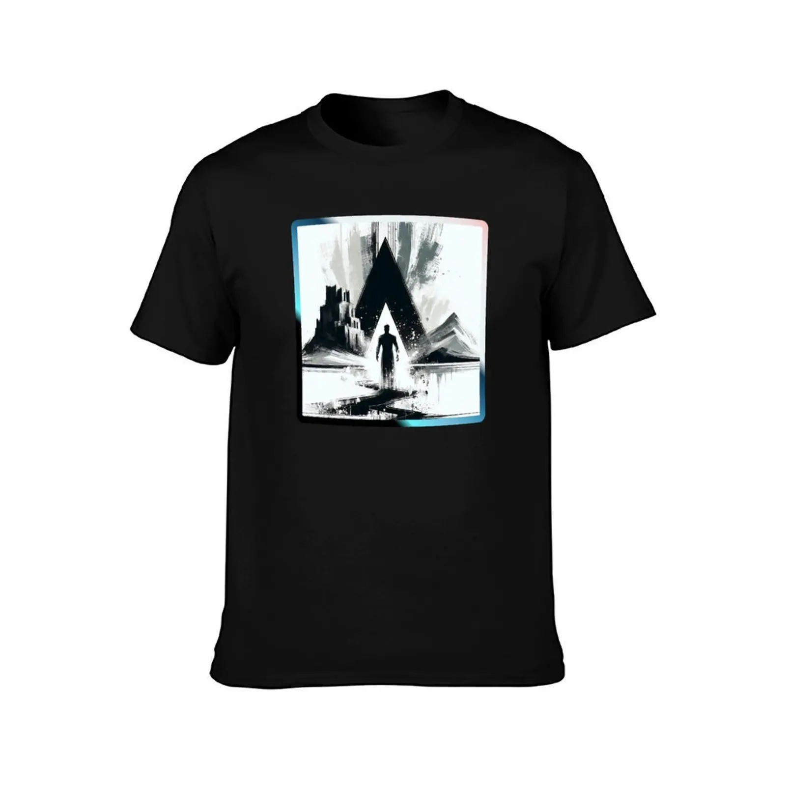 UFO triangle T-Shirt, Summer Casual Cotton Tee, Oversized Streetwear Tops, Vintage Graphic Print, Loose Fit Short Sleeve