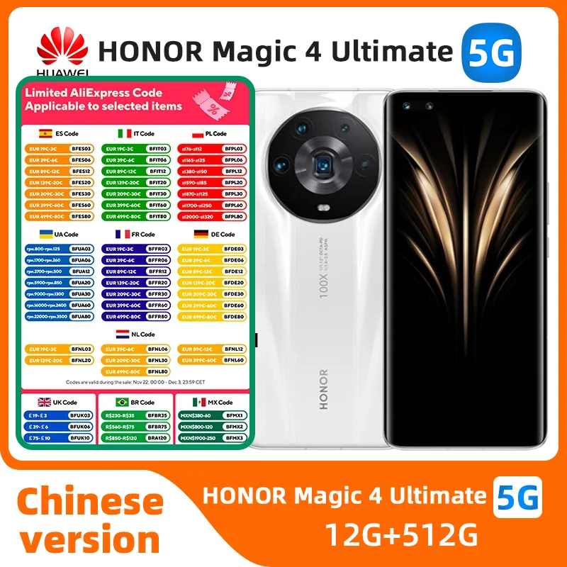 HONOR Magic 4 Ultimate Edition 5g Snapdragon 8gen1 SmartPhone 6.81inch 120HZ Screen 50MP Camera 4600mAh 100W Original Used Phone