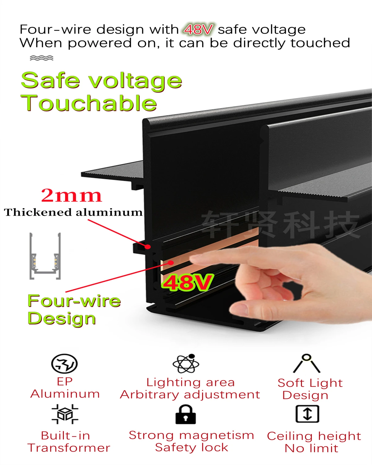 Modern LED Ceiling Lamp Grille Long Tube Pendant Surface Mounted Spotlight Embedded  Magnetic Track Lighting