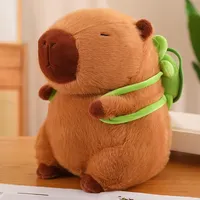 Strawberry Hat Capybara Plush Toy Simulation Turtle Backpack Capibara Stuffed Animals Papa Hand Circle Ring Small size Pendant