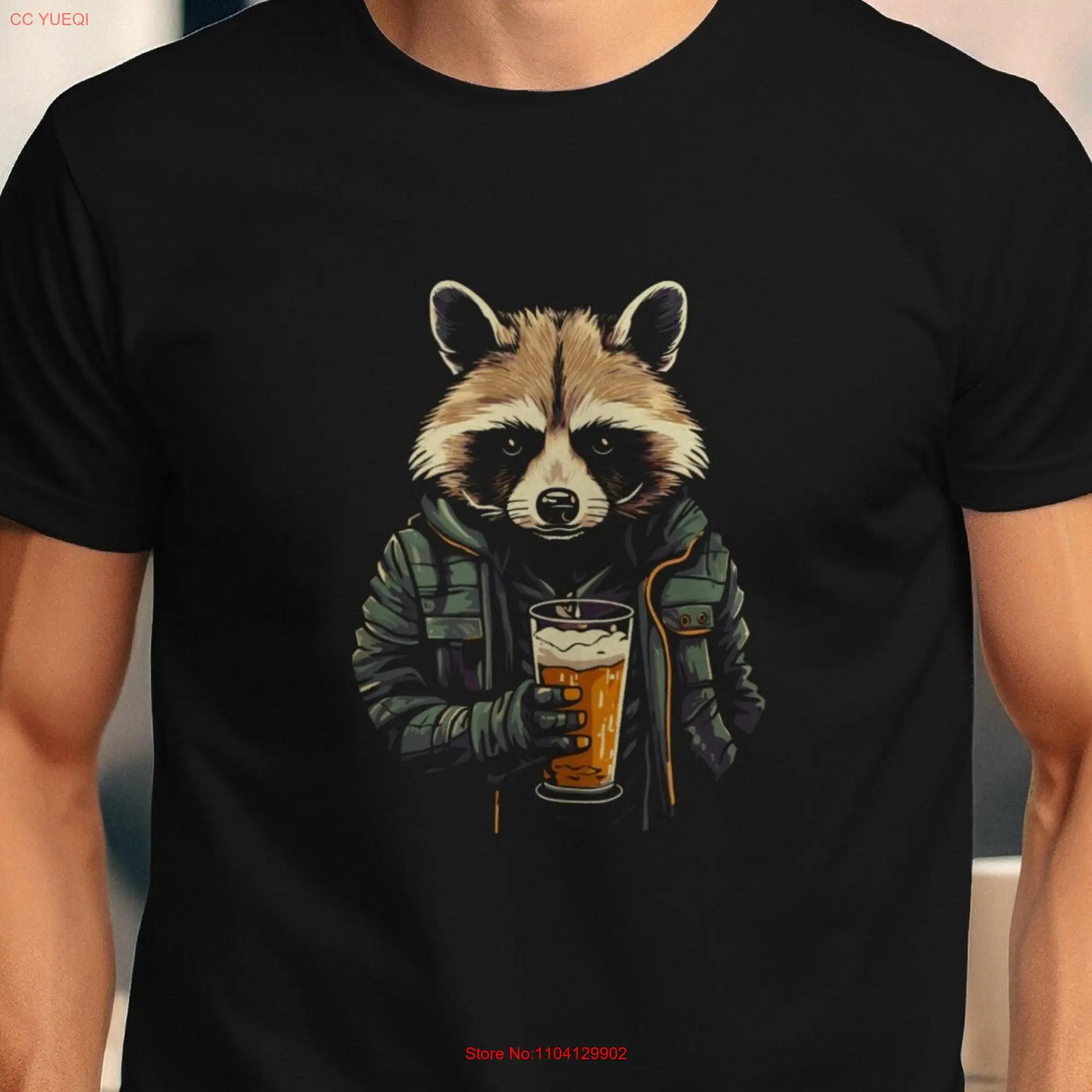 Racoon Drinking Beer T Shirt Camping Cute Nature Lover Animal Lovers Funny SweaT long or short sleeves