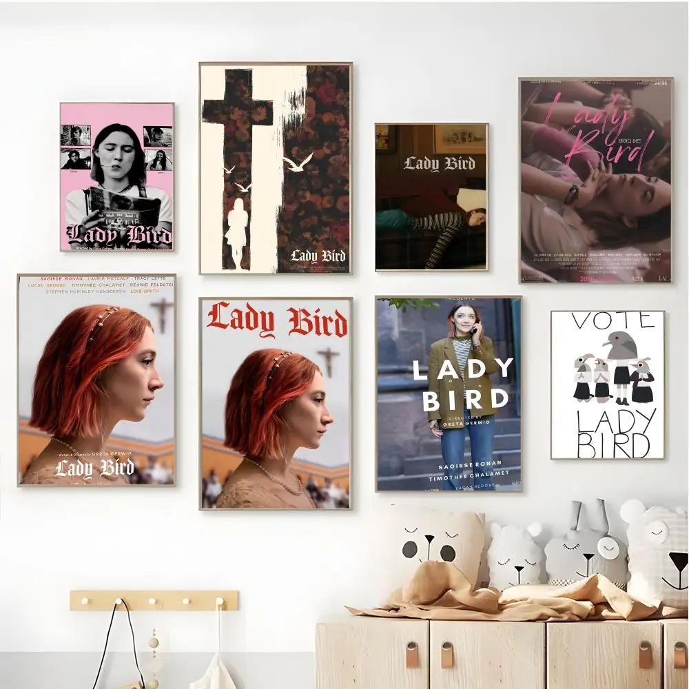 Klassischer Teenager-Film „Lady Bird“, Vintage-Filmplakat, HD-Kunst, selbstklebende Wanddekoration, wasserfest, für Zuhause, Wohnzimmer, Bar, ästhetische Dekoration