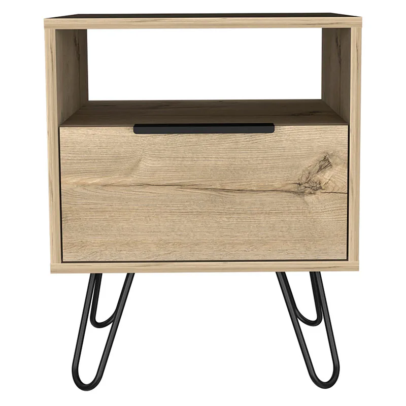 Vienna Nightstand, Shelves, Hairpin Legs