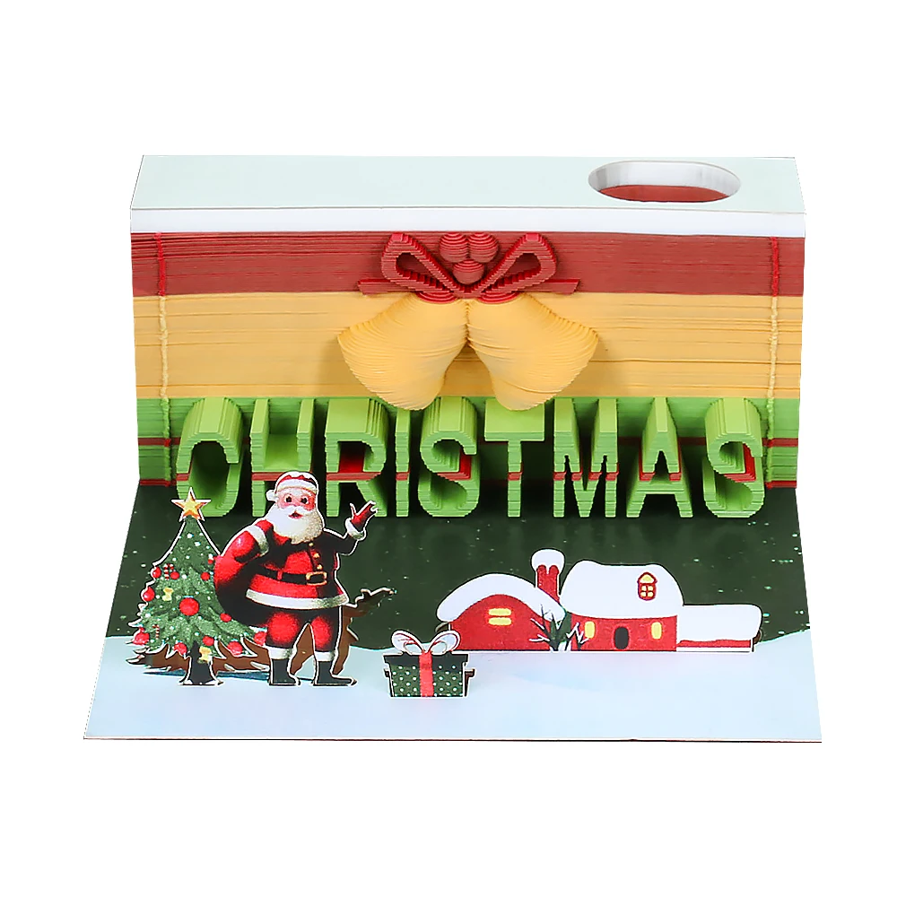 

160 Sheets Christmas Notepads 2023 New Year Calender Sticky Note Santa Claus Christmas Bell Theme Memo Pad For Party Decoration