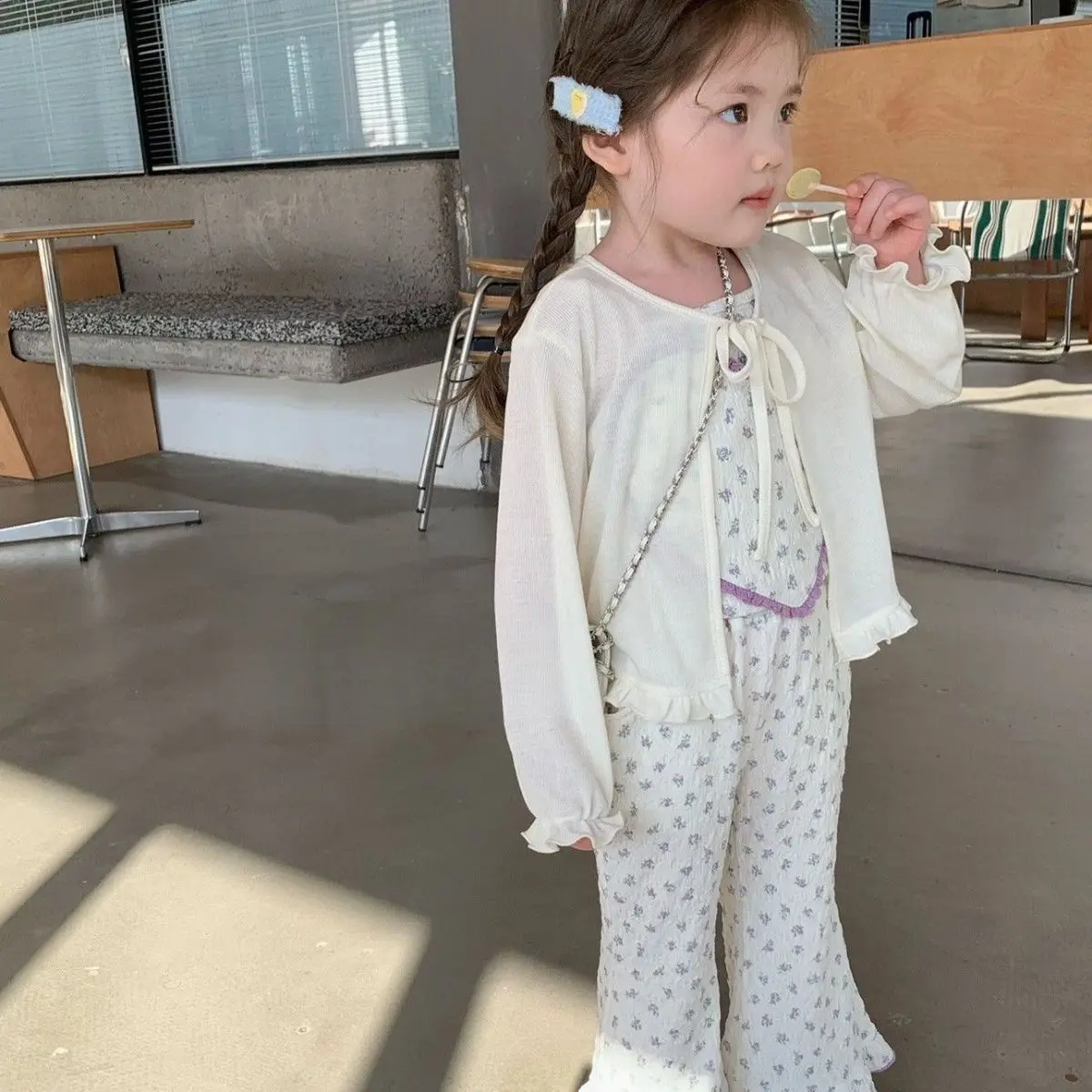 

2025 New Summer Wear Girls, Babies, Children's Korean Powder Thin Knitted Cardigan, Sunscreen Clothes, Air Conditioner Jacket