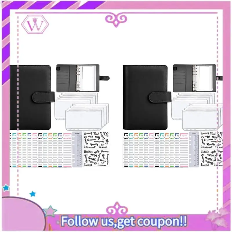 

2X A6 конверты для наличных денег, кошелек-переплет, блокнот-планировщик бюджета из искусственной кожи для составления денежного бюджета, кошелек-конверт, папка для экономии денег A