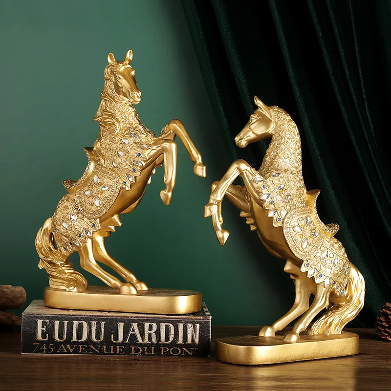 

Creative Gold Horse Resin Sculpture Horse Model Home Decor Animal Decoration Living Room Office Craft Decoration