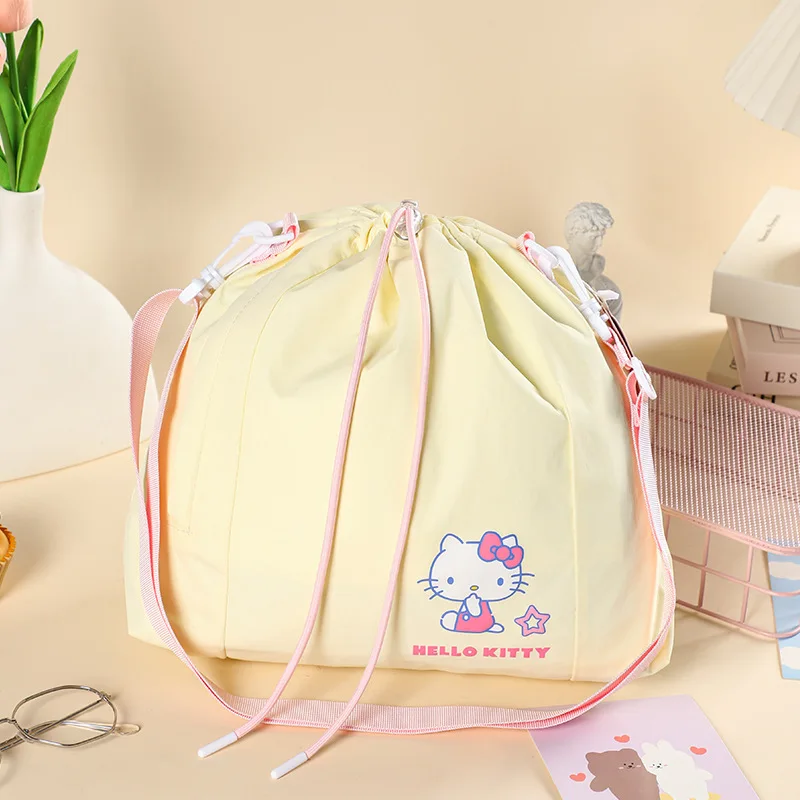 Sanrio Cartoon Hello Kitty Kuromi My Melody Cinnamoroll große Kapazität Kordelzug Handtasche Kawai tragbare Umhängetasche