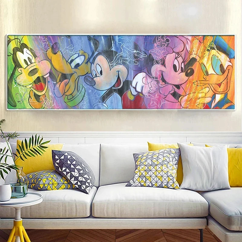 

Miniso Disney Mickey Mouse and Minnie Kiss Bedroom Art Poster Printing Home Decor Cartoon Duck Canvas Paints Wall Art Decoration
