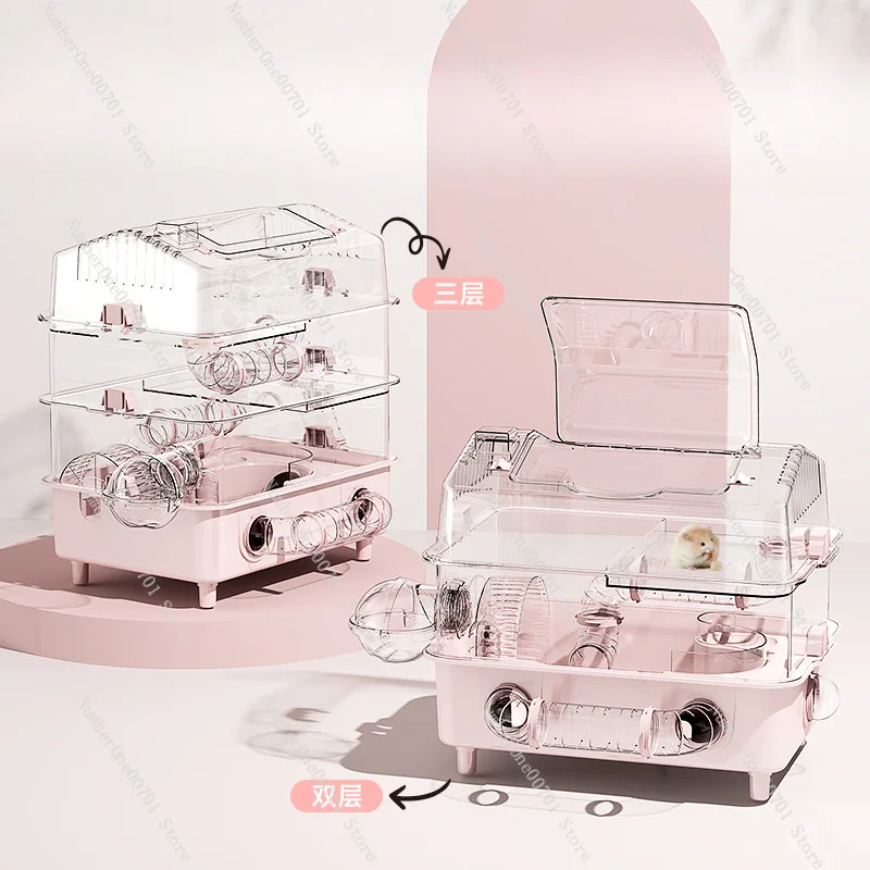 hamster cage large luxury villa supplies three-layer acrylic panoramic transparent golden bear special nest
