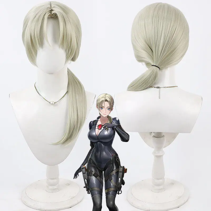 Game Jill Valentine Cosplay Wig Halloween Carnival Party Props Synthetic Hair Heat Resistant Fiber + Wig Cap