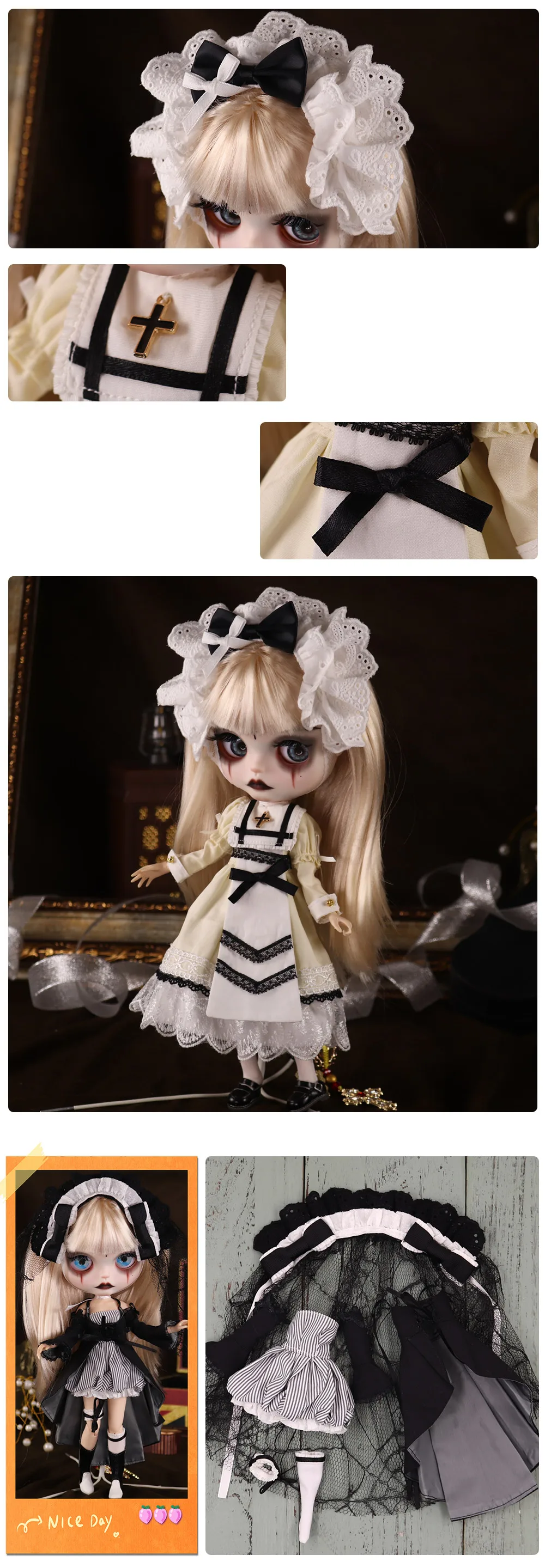 Outfits für ICY DBS Blyth Puppe The Nun Horror Film Kleidung Anzug 1/6 BJD Anime Girl – Detail 3