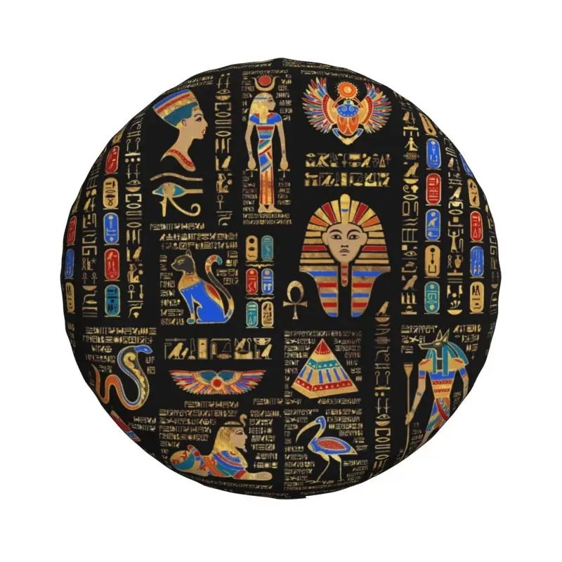 Custom Egyptian Hieroglyphs And Deities Spare Tire Cover for Honda CRV Jeep RV 4WD 4x4 Ancient Egypt Car Wheel Protector Covers