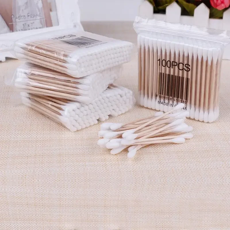 

2 Sets Birch Stick Double-headed Soft Cotton Swab Sanitary Beauty Makeup