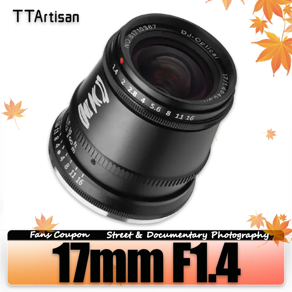 

TTArtisan APS-C 17mm F1.4 Travel Photography Humanities Camera Lens for Nikon Z5 Canon M5 Olympus EPM2 Sony A6000