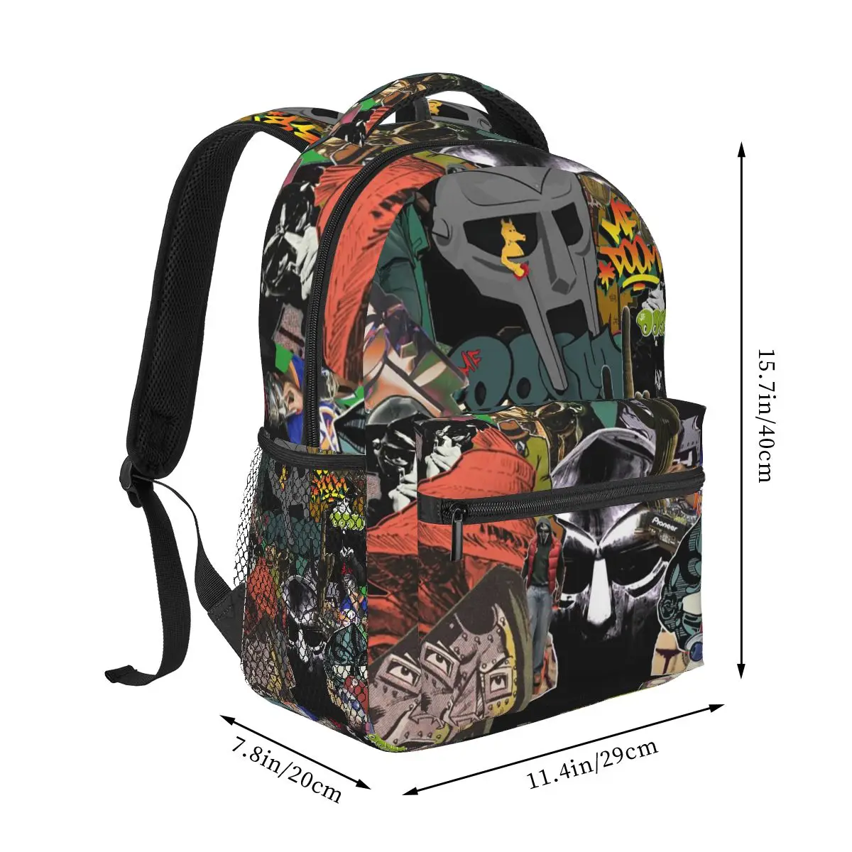Vintage Illest Villain Mf Doom Pattern Backpack Student Boys Girls BookBag Kids School Bag Computer Shoulder Bags for Men Women