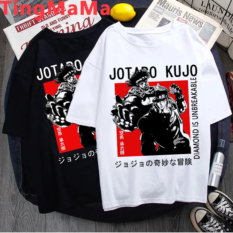 Japanese Anime Jojo Bizarre Adventure T Shirt Men Summer Tops Funny Cartoon T-shirt Streetwear Fashion Unisex Graphic Tees Male