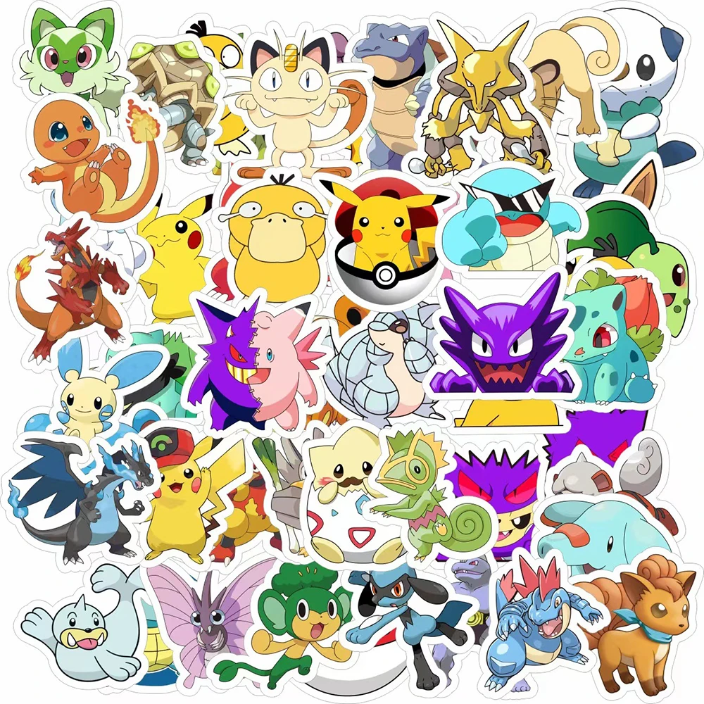 10/30/50pcs Pokemon Anime Stickers Cute Pikachu Psyduck Cartoon Sticker Kids Toy Phone Water Bottle Notebook Fun Graffiti Decals