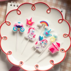 Regenboog Eenhoorn Kaarsen Verjaardagstaart Decoratie Prinses Kasteel Verjaardagskaars Eenhoorn Taart Topper
