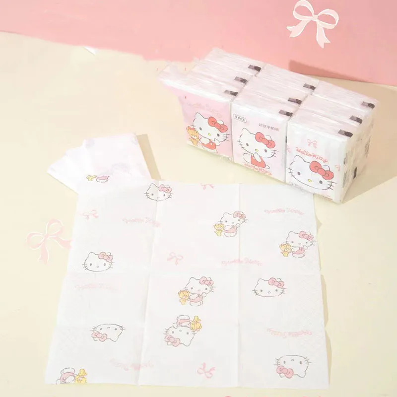 9 sztuk chusteczka z kreskówek Kawaii HelloKittys Pochacco kreskówka drukowana chusteczka ładna dziewczyna przenośny papier toaletowy dziewczęcy