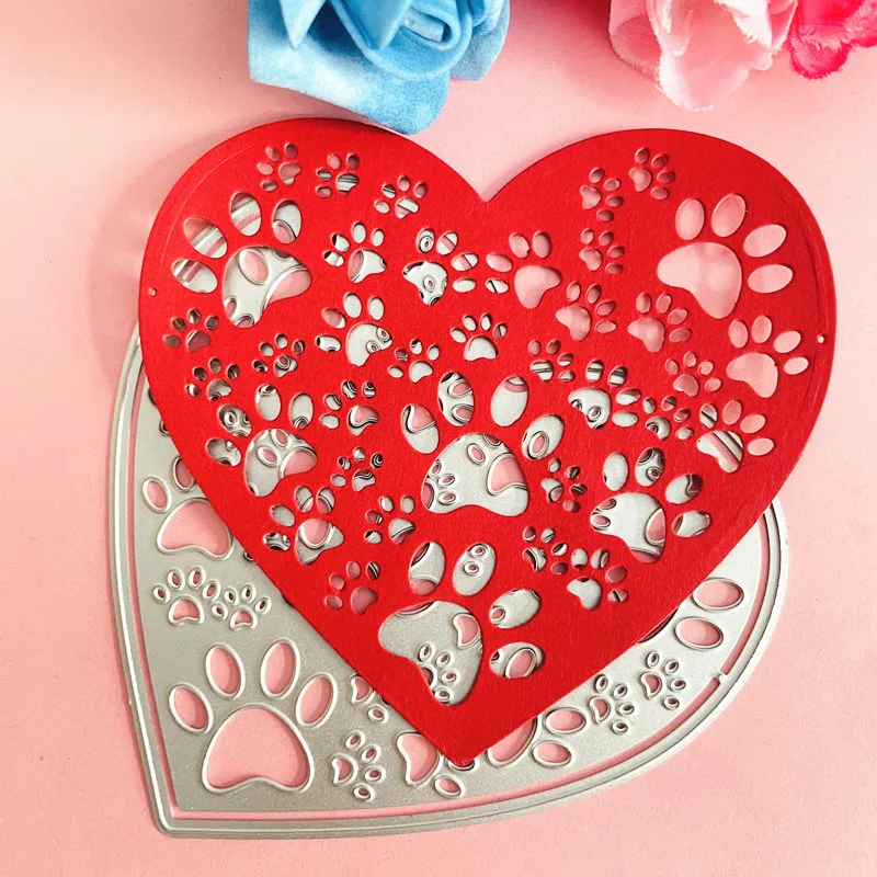 cute animal  paw heart shape footprint frame Metal Steel Cutting Die Stencil For DIY Scrapbooking Paper/photo Cards Embossing