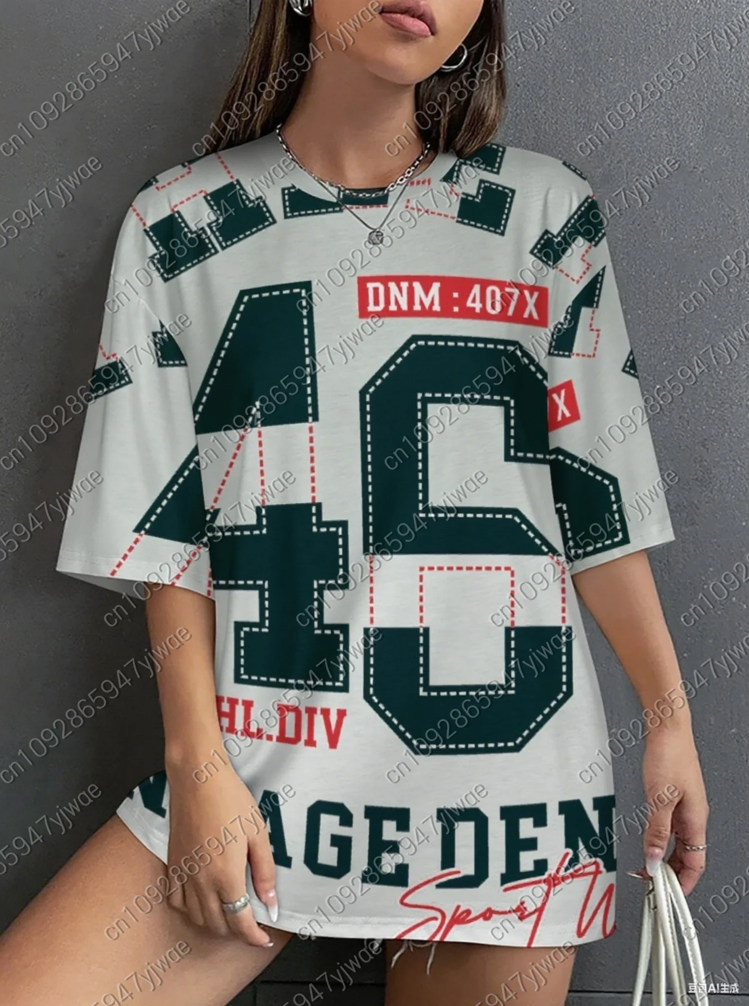 

new in Women fashion Digital 3D digital 46 print O-Neck Short Sleeve T-Shirt Summer Tee Oversized Sport T-Shirt