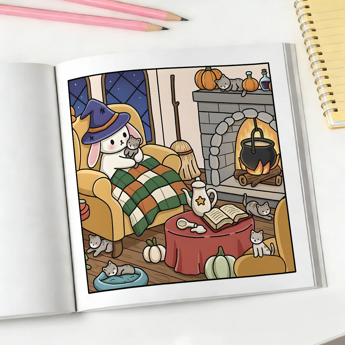 Gemütliches Herbst-Malbuch für Erwachsene: Cartoon-Muster für einfaches Ausmalen, Entspannung, DIY-Malerei, Zeichnen, Anti-Angst-Kunst-Aktivitätsbuch – Detail 9
