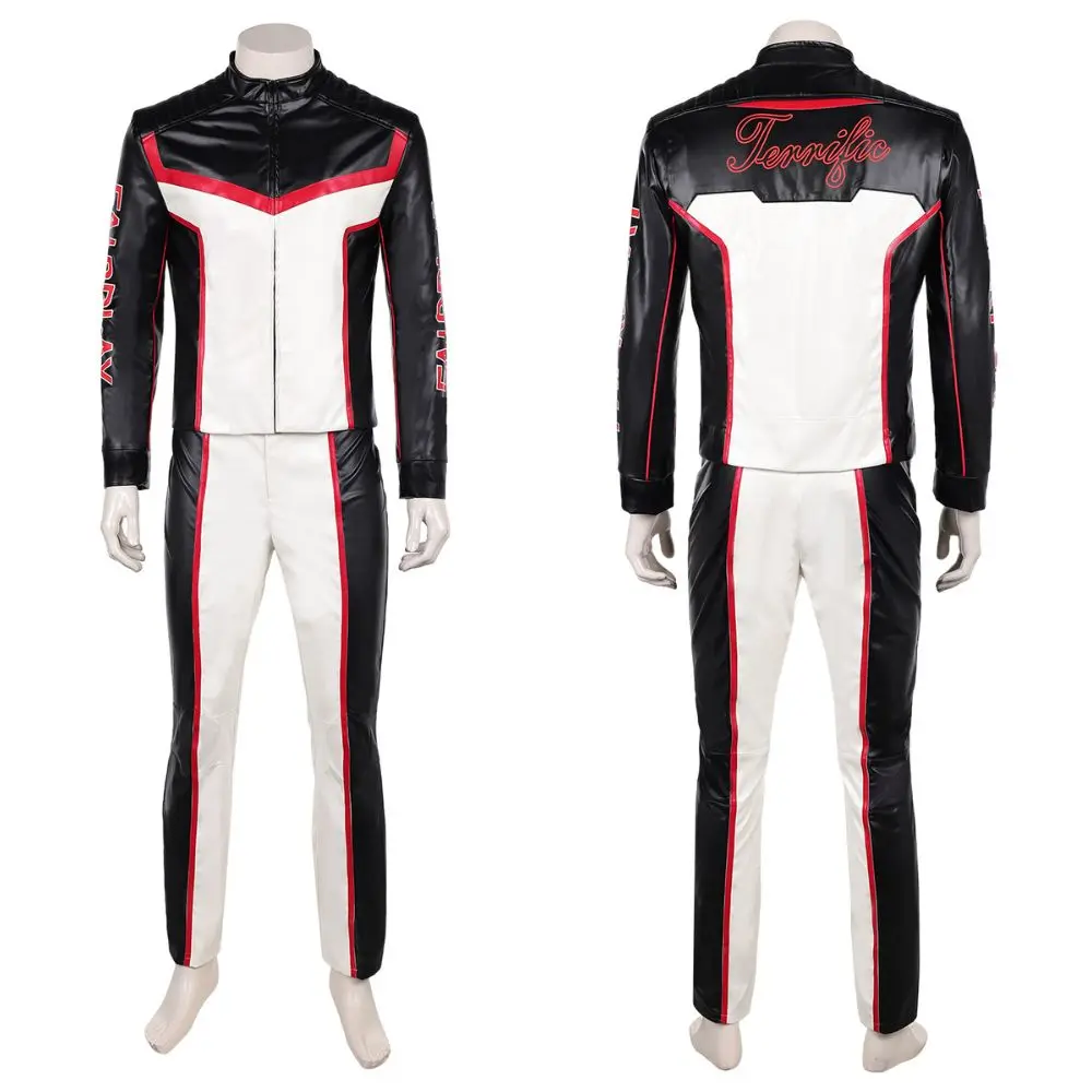 

Mister Terrific Cosplay Fantasia Costume Adult Superhero Man Leather Jacket Pants Roleplay Outfits Halloween Carnival Suit