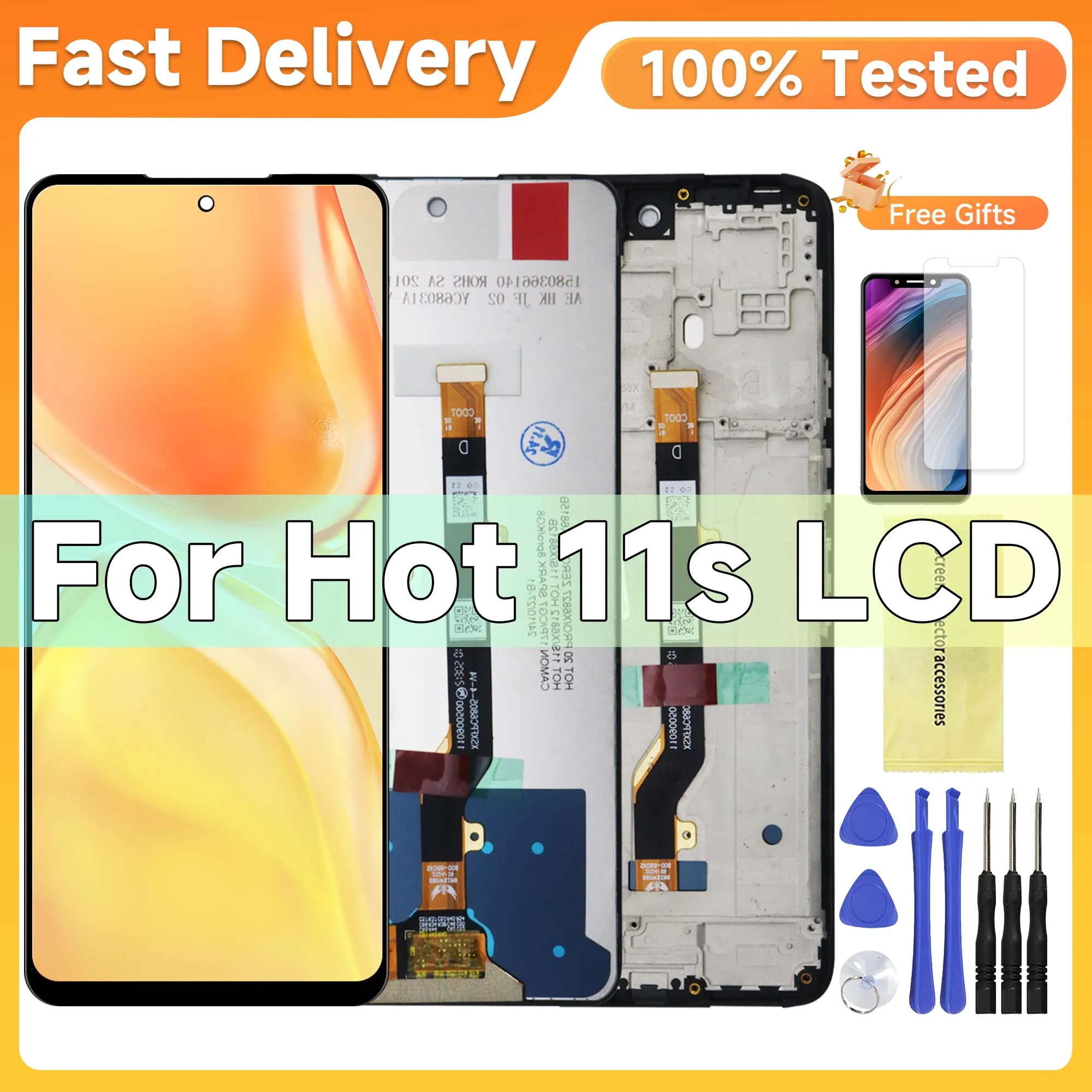 Original For Infinix Hot 11s X6812 Display Touch Screen Assembly Digitizer For Infinix Hot 11s NFC X6812B LCD Replacement Parts