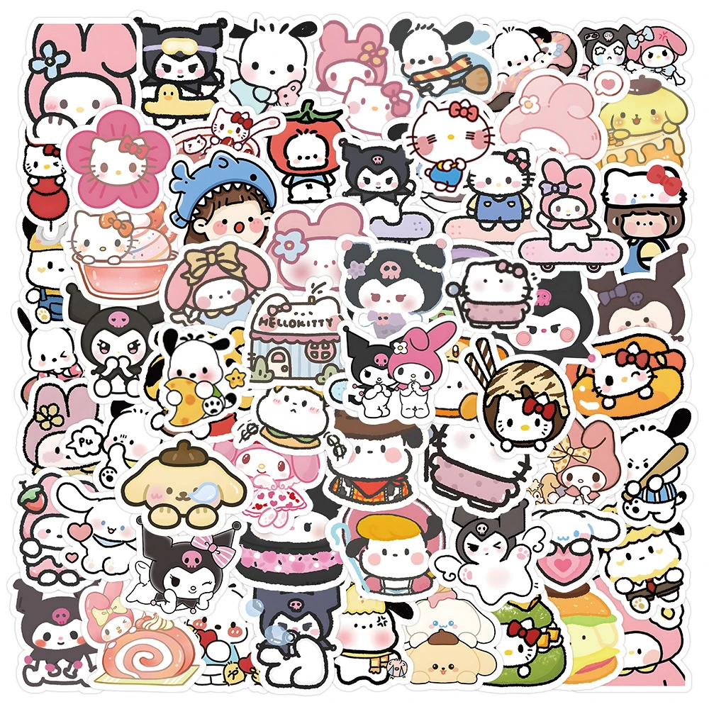 

10/30/50/100pcs Anime Pochacco Hello Kitty Stickers Cartoon Sanrio Decal Diary Guitar Luggage Laptop Kawaii Sticker for Girls