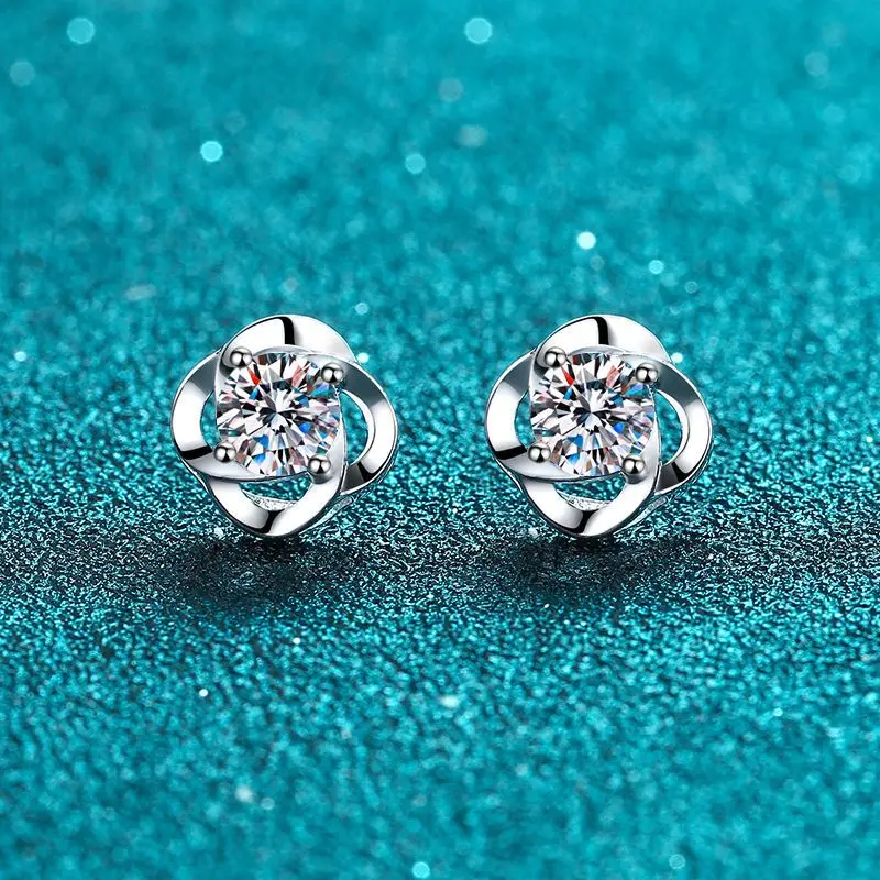 

D Color 4-5MM Round Cut Moissanite Stud Earrings for Women Men Diamond Ear Stud 925 Sterling Silver Fine Jewelry Gift