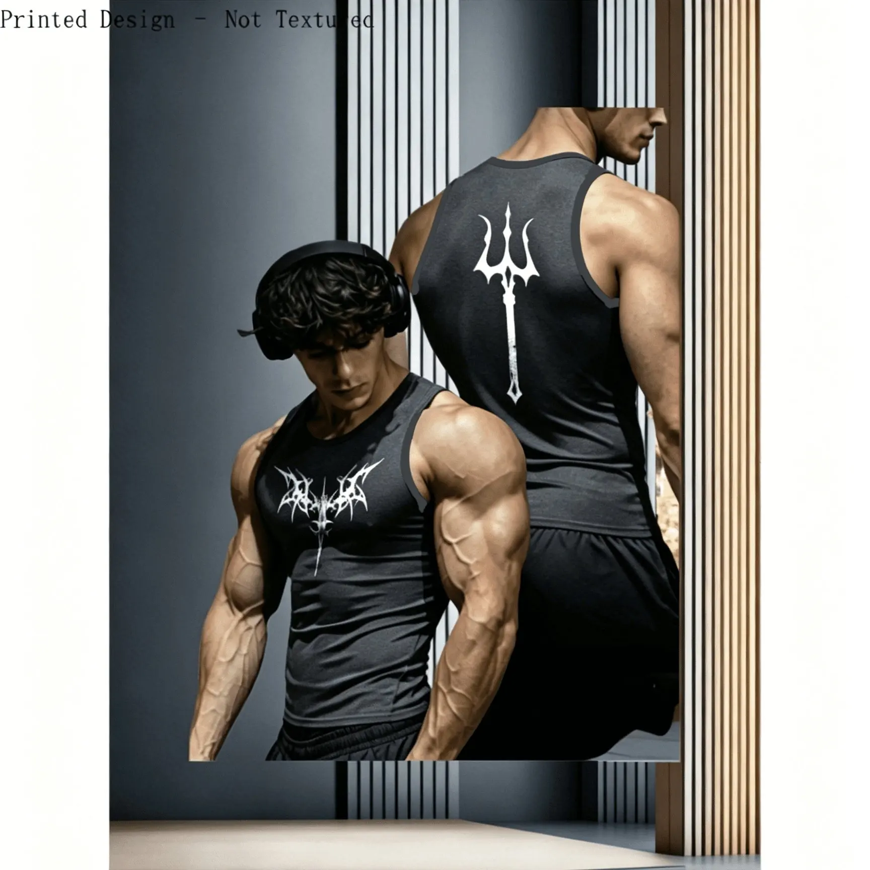 Harbor letter printed contrasting striped sleeveless men's vest spring summer breathable fitness leisure  t-shirts and tank tops