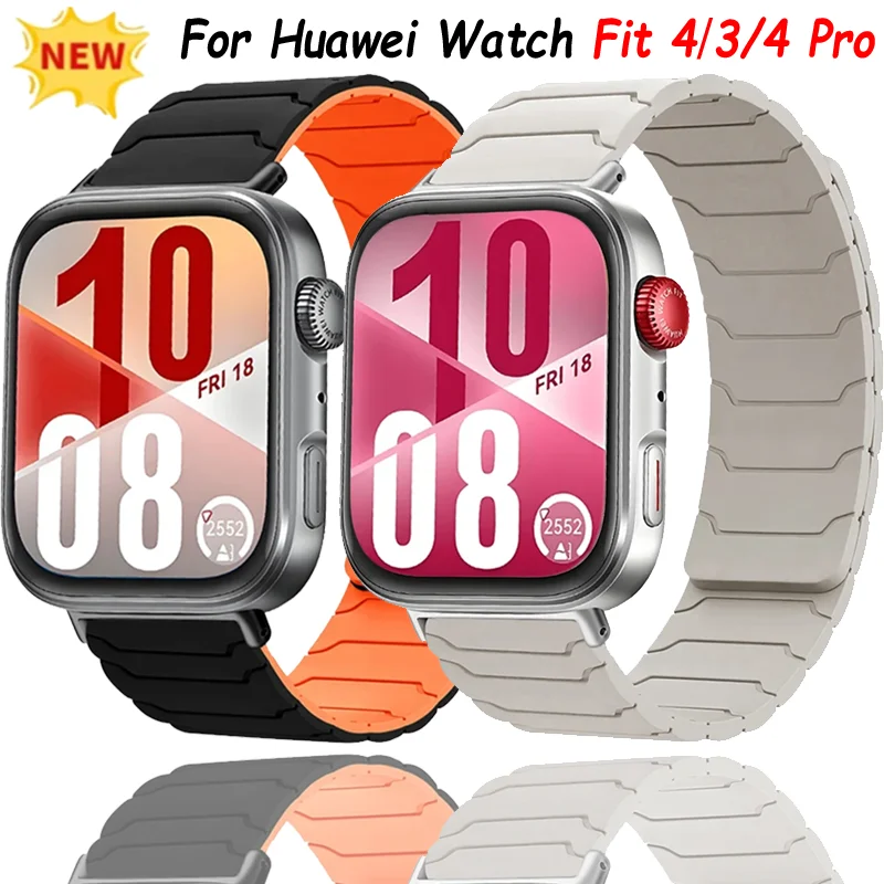 Magnetisches Silikonarmband für Huawei Watch Fit 4/Fit 3, atmungsaktives Ersatzarmband für Huawei Watch Fit 4 Pro Zubehör