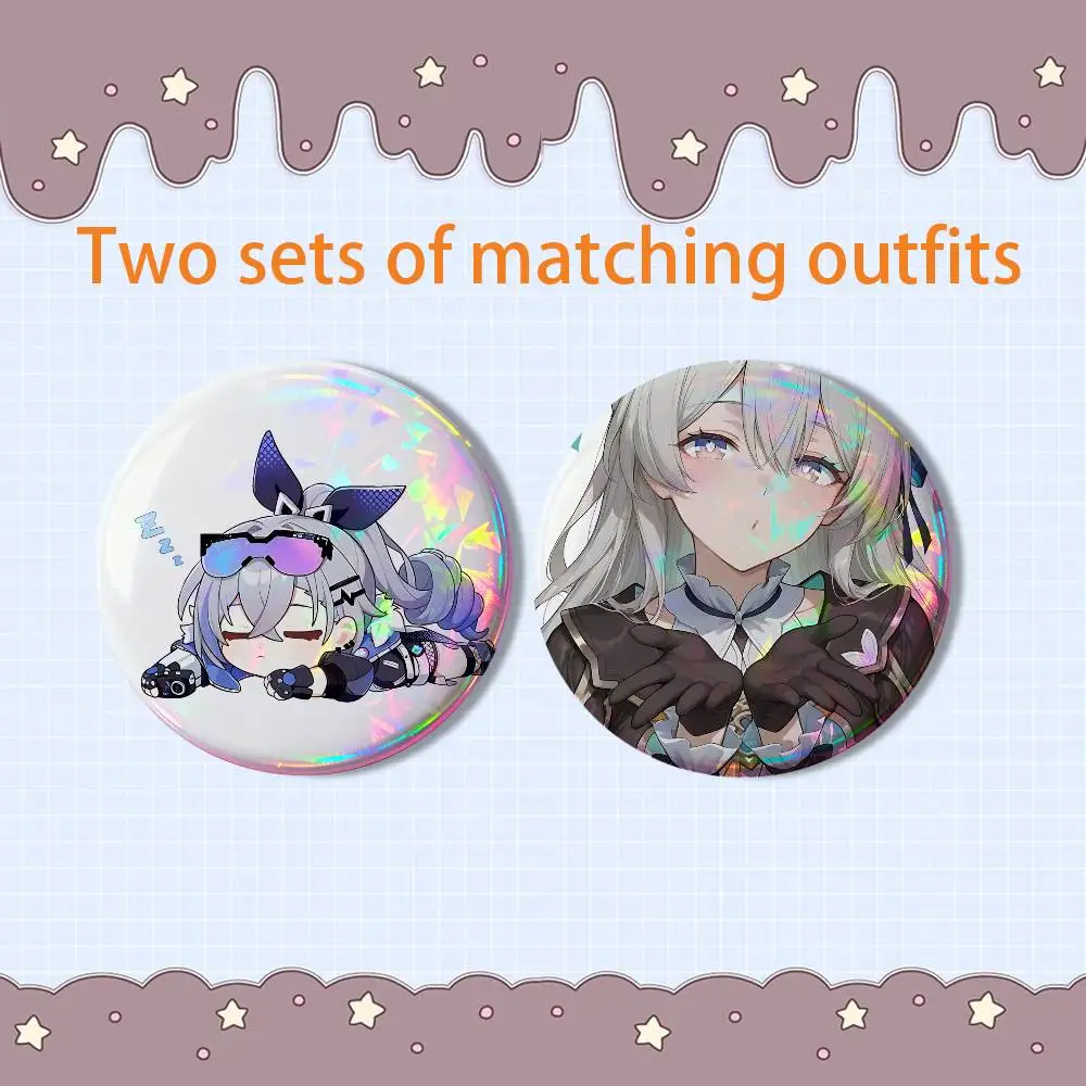 Firefly Silver Wolf  Honkai Star Rail 2 piece set Pins Creativity Printed Pictures Text Metal Lapel Badges Brooches Jewelry Gift view 6