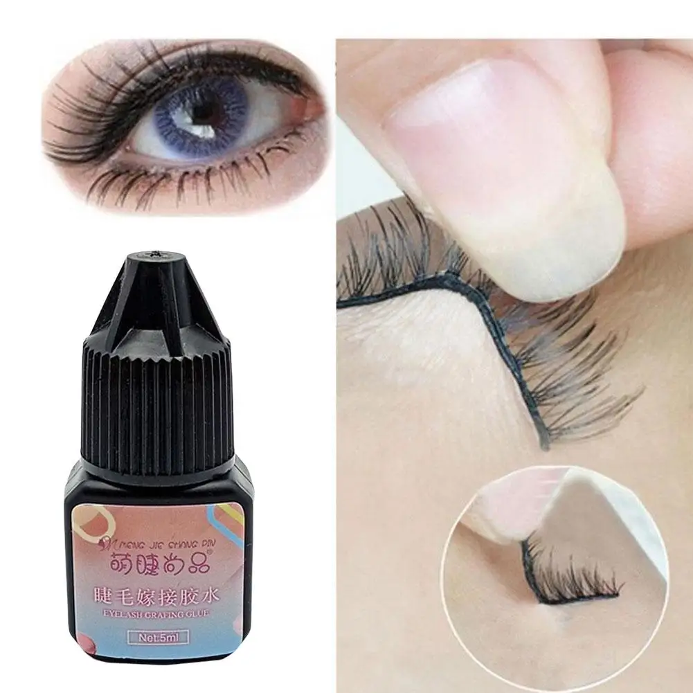 Colle noire pour cils individuels, sans allergie, séchage rapide des cils, colle longue, faux adhésif, extensions durables, 5ml, T4H9