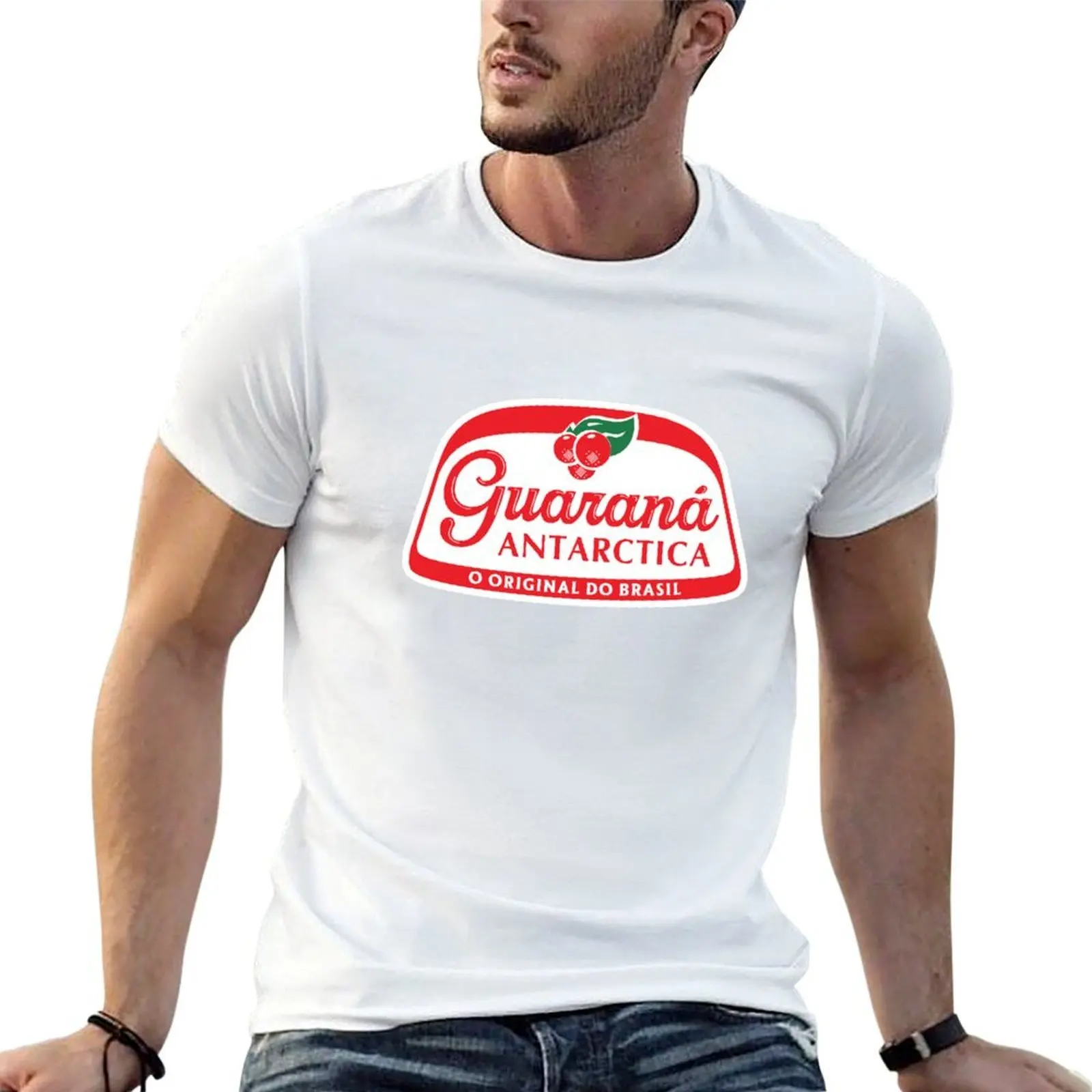 Camiseta Guaraná Antarctica masculina, camiseta de luxo para homem, camisetas masculinas casuais