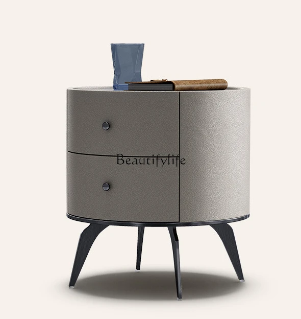 Natural Marble round Bedside Cabinet High-End Modern Minimalist Bedside Table