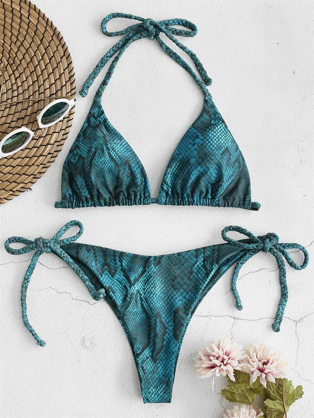 Snake Print String Bikini thong Swimsuit Women Trend 2024 Swimwear Pads Two Piece Micro Y2K Brazilian Beach Bathing Bikinis Sets