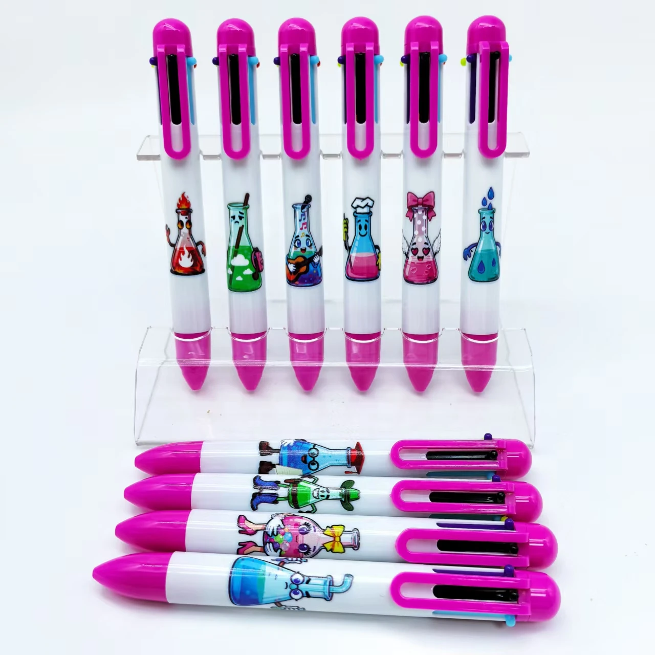 

5pcs/10pcs/12pcs/18pcs chemical experiment bottle series multi-color pens six-in-one multi-color press-mark key gift pens