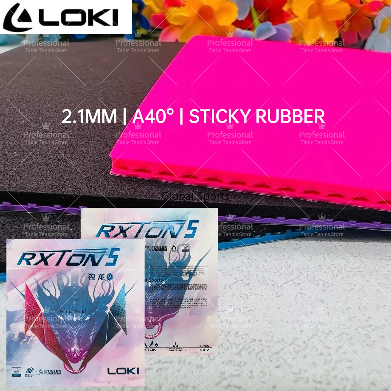 

LOKI RXTON 5-цветная серия, накладка для настольного тенниса для ракеток, липкие прыщи, одобренная ITTF, розовая/синяя/фиолетовая резина для пинг-понга
