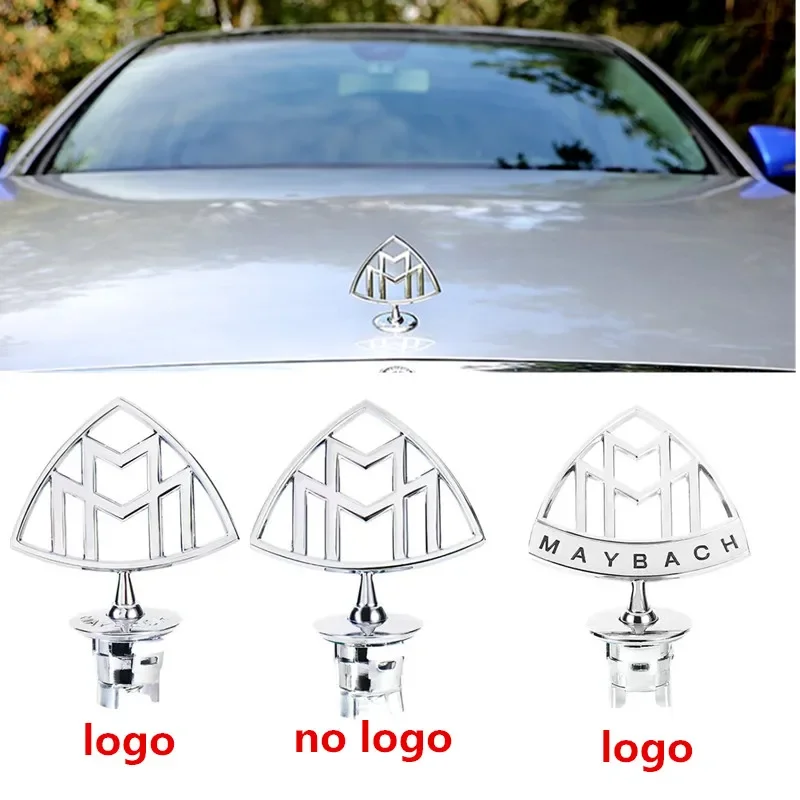 3D New Standing Metal Emblem Car Hood Logo Head Sticker Front Badge For Mercedes Maybach S400 S500 S600 C-class E-class S-class