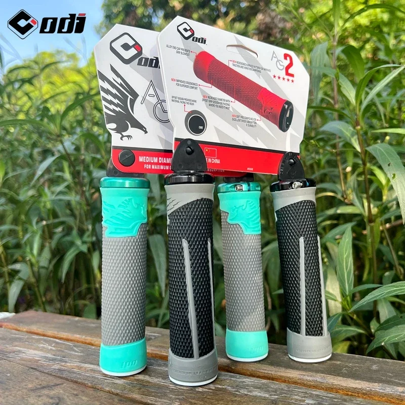 ODI AG2 Silicone Bicycle Handlebars Comfortable Non-slip with CNC Aluminum Lock Ring  Two-tone Handlebar Grips Bicycle Parts