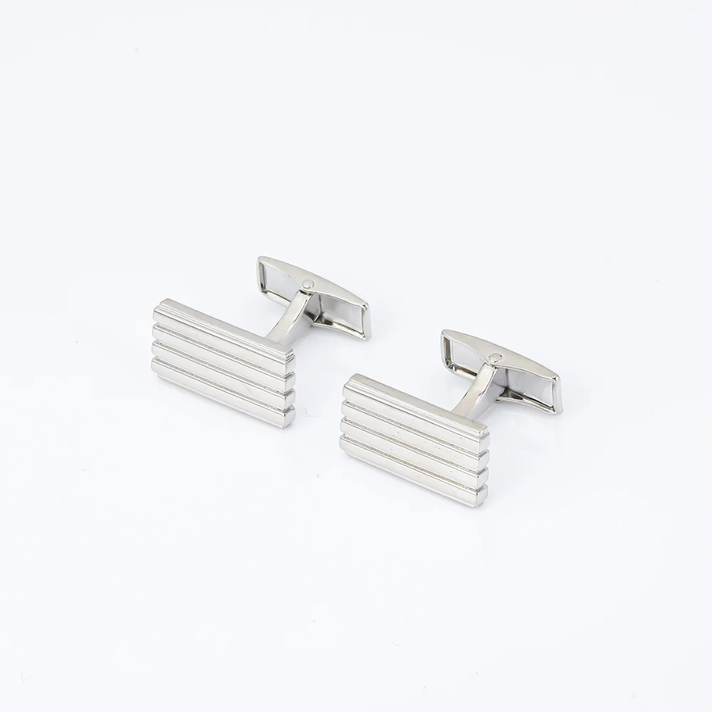 Silver Four Layer Striped Cufflink Brushed Texture Stepped Cufflinks Business Dress Wedding Shirt Sleeve Nails Decoration