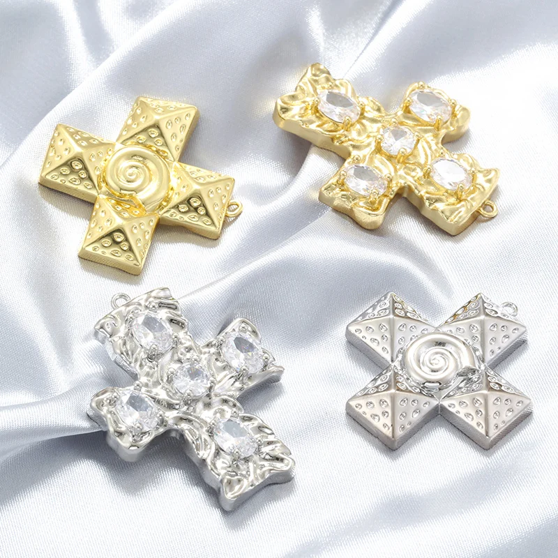 ZHUKOU Brass Material Cross Pendant Metal Pendant Pendant DIY Jewellery Making Accessories Handmade Necklace Gift:VD1624 VD1625